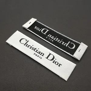 High quality custom woven neck label selvage garment label woven edge label