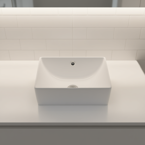 Lavabo Rectangular de Cerámica Blanca para Empotrar, 18.5x13.5 Pulgadas, Diseño Moderno con un Solo Orificio - Product Image 2
