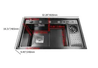 8246 multifonctionnel en acier inoxydable grand évier de cuisine moderne porte-couteau tasse rondelle Durable simple grand bol éviers