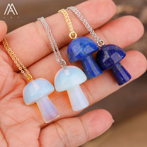 Collar de Piedras Preciosas con Forma de Hongo al <span class=keywords><strong>por</strong></span> Mayor, Cadena Chapada en <span class=keywords><strong>Oro</strong></span>, Colgante de Cristal, Gargantilla para Mujer, Joyerí<span class=keywords><strong>a</strong></span> Bohemia para Fiesta, Regalo - Product Image 4
