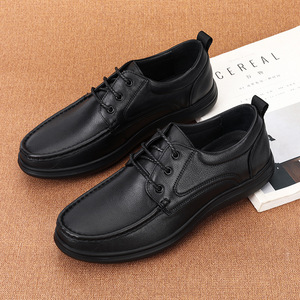 Zapatos de ocio con cordones de cuero genuino cómodos para hombre 2026, ligeros, suaves, transpirables, con masaje, a la moda, diseño de primavera. - Product Image 1
