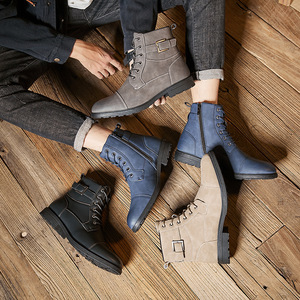 Botas Martin para Hombre, Punta Redonda, Cuero Genuino, Cierre de Cordones, Suela de Goma Antideslizante, Estilo para Todas las Temporadas - Product Image 2