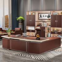 Bureau de direction en forme de L modulaire en cuir MDF au design moderne de luxe, haut de gamme et personnalisable