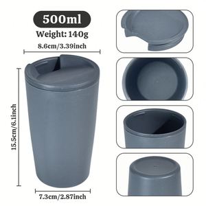 Vaso de Cerveza Reutilizable e Irrompible de Fibra de Paja de Trigo de 500 ml con Logotipo Personalizado, Taza de Café para Camping - Product Image 2