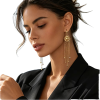 Boucles d'oreilles élégantes Gaovo Smiley Sun à plusieurs chaînes et pampilles, en acier inoxydable plaqué or 18 carats, résistantes au ternissement, bijoux de mode pour les oreilles