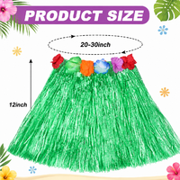 Jupe Hula Hawaïenne pour Enfants en Gros, Jupe en Herbe Plastique de 30 cm, Costume de Taille Haute à Fleurs Colorées pour Fête Tropicale Luau et Spectacle