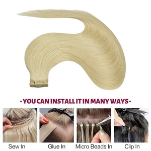 Suministro de Fábrica FH # Extensiones de Cabello Virgen Doble Trama de 60 Pulgadas, Trama Plana y Delgada, Cabello Humano Europeo Liso, 100 Gramos, Venta al Por Mayor - Product Image 5
