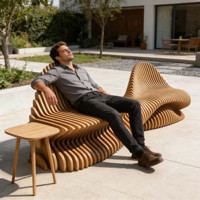 Banc en bois paramétrique de luxe sur mesure, chaise d'attente haut de gamme en bois massif pour écoles, aéroports, hôtels, extérieur, jardin, mobilier commercial