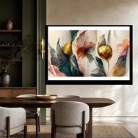 Impression murale florale surdimensionnée, image botanique rose pâle pour salon, salle à manger, hôtel, intérieurs élégants et modernes