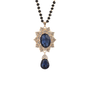 Elegant Long Chinese Style Necklace Blue Crystal Pendant Zinc Alloy Party Accessory Women's Fashion Sweater Chain - Product Image 5