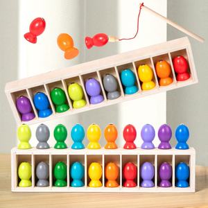 Montessori in legno divertente <span class=keywords><strong>gioco</strong></span> di <span class=keywords><strong>pesca</strong></span> esercizio memoria di colore cognizione di corrispondenza <span class=keywords><strong>gioco</strong></span> 2 in 1 prima educazione in legno coppia giocattolo da <span class=keywords><strong>pesca</strong></span> - Product Image 2