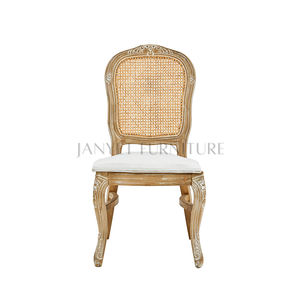 Chaises de mariage vintage empilables avec dossier en rotin pour table à manger en bois - Product Image 2