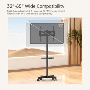 حامل تلفزيون متحرك ODM مقاس 65 بوصة مع عجلات للمكتب، رف متعدد المستويات قابل للتعديل، مصنوع من الفولاذ المدرفل على البارد، معتمد من CE/RoHS - Product Image 4