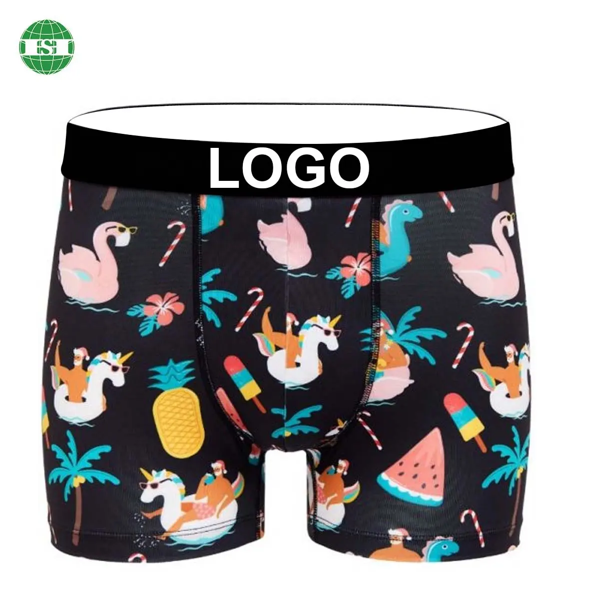 Polyester Spandex underwear customized graphic all over print trunks personalized with your logo on waistband