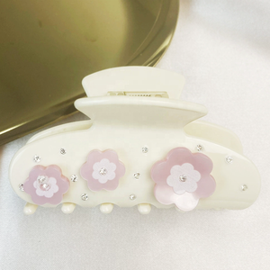 Pinza de Pelo con Flores de Acetato Rosa Claro, Estilo Princesa, Dulce, Hecha a Mano, Haarspangen, Moderna, Versátil para Uso Diario en Verano - Product Image 4