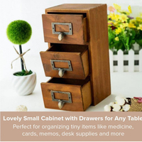 Mini organisateur de bureau à 3 tiroirs vintage personnalisé en gros Tiroir de rangement en forme de rectangle pour catalogue de cartes de pays et porte-étiquettes