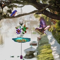 Bain d'oiseaux suspendu pour l'extérieur, mangeoire à oiseaux en métal, bols pour bain d'oiseaux, chaînes, bain d'oiseaux de jardin, décoration de jardin