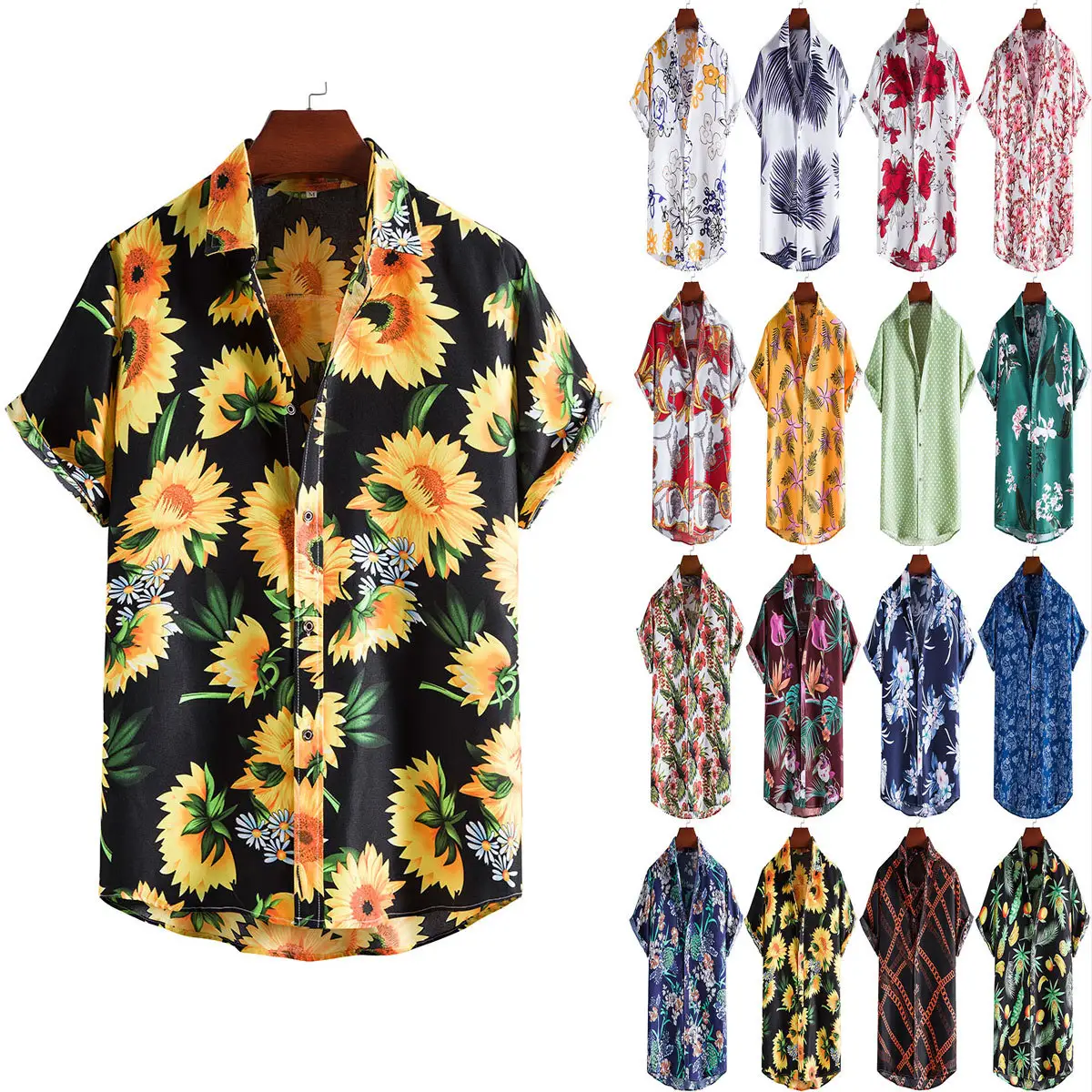 New Design Custom Shirt Printing Men Beach Wear Cotton Hawaiian Shirts Wholesale
