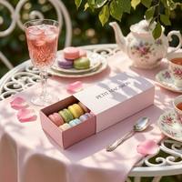 Boîtes à macarons rigides personnalisées, pliables, en gros, gaufrées, recyclables et revêtues