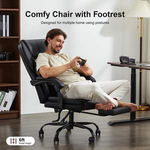 Nouveau modèle de chaise de bureau en cuir de haute qualité, ergonomique, extensible avec accoudoirs, porte-vêtements de bureau, base pivotante <span class=keywords><strong>à</strong></span> 5 étoiles - Product Image 2