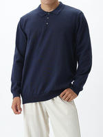 Pull tricoté haut de gamme style Old Money personnalisé, haut décontracté à manches longues pour homme, couleur unie, automne-hiver, style polo