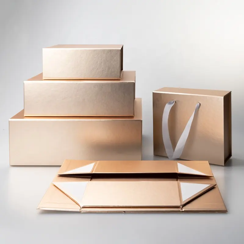 Chengruo Oem Verpackung Cajas Papel Flip Opvouwbare Boek Stijl Vorm Magnetische Sluiting Gift Papier Doos Verpakking Met Lint