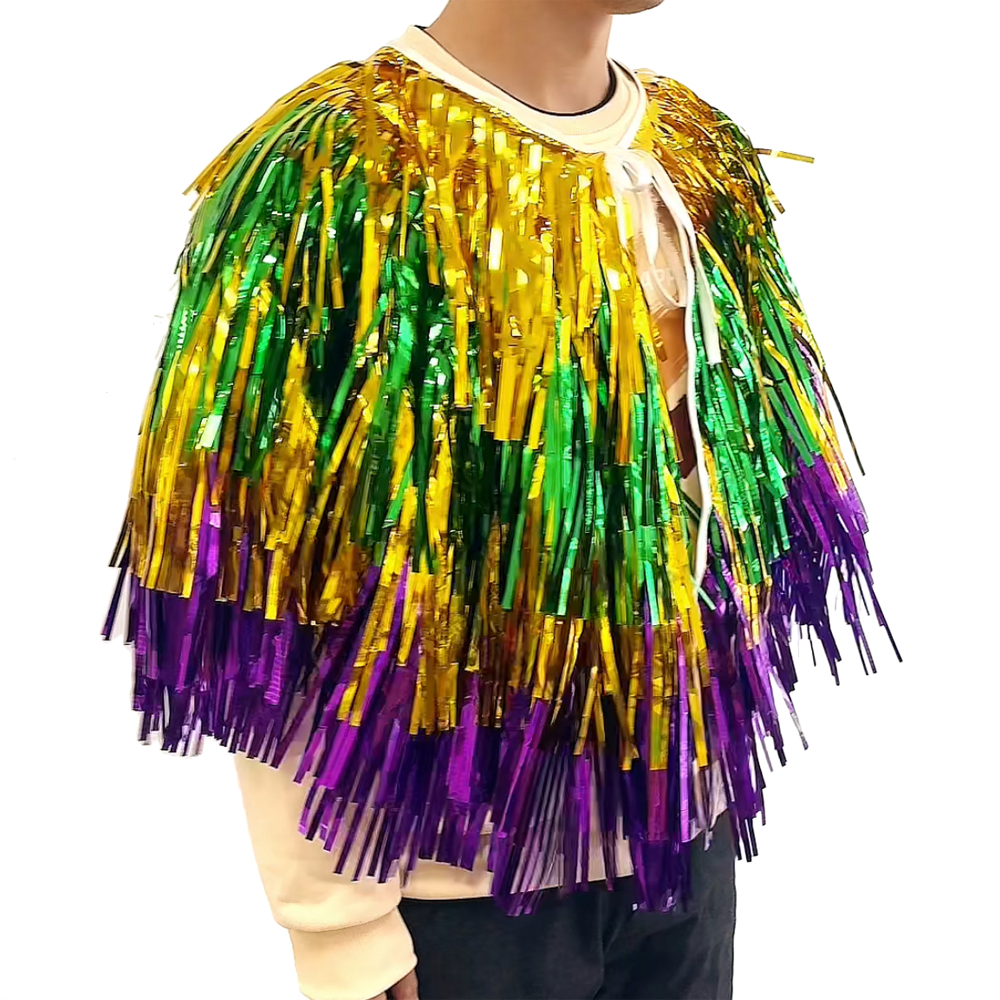 Unisex Mardi Gras Kleidung Glänzender Lametta-quasten-umhang Karneval-lametta-schal Für Kinder Und Erwachsene