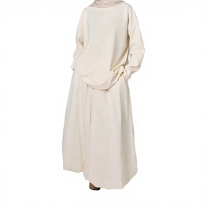 Willson Modest Breathable Cotton MAXI Lantern Half <b>Dress</b> <b>Long</b> Sleeve Neck Elastic Waist A-Line Women Embroidery <b>Eid</b> Casual - Product Image 3