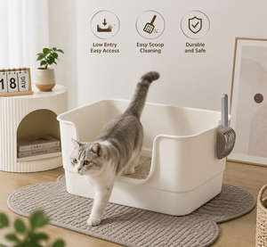 Bac à litière pour <span class=keywords><strong>chat</strong></span> durable, grande capacité, facile à nettoyer, anti-éclaboussures, anti-odeurs, extra-large, semi-fermé, en plastique, pour animaux de compagnie - Product Image 1
