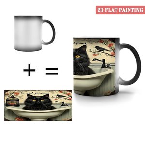 Mug en céramique noir givré de 11 oz, sublimation, tasse à café magique sensible à la chaleur - Product Image 4
