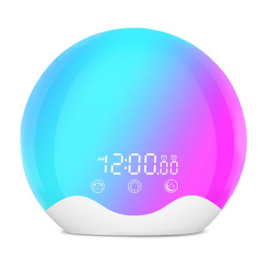 Sunrise Wake Up <b>Light</b> Led Alarm Clock Round Touch Control <b>Sleep</b> Night <b>Light</b> Bedroom Table Lamp With Seven Color Ambient Lighting - Product Image 5