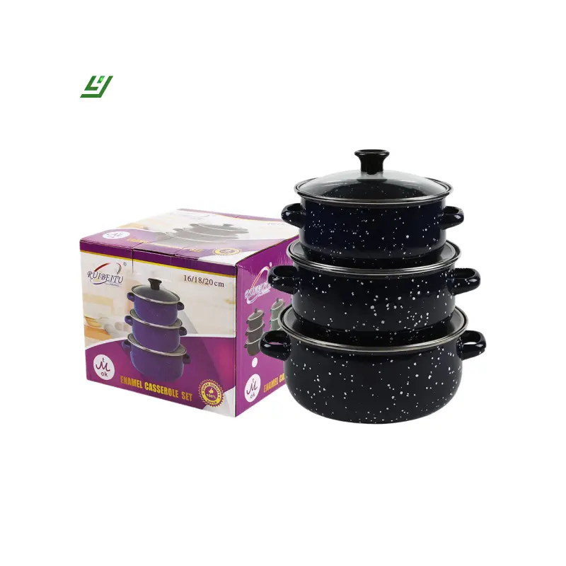 Cookercool hot sale in Southeast Asia carbon steel nonstick enamel cookware casserole pots set