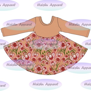Wholesale Children's Woolen Summer ODM <b>Girl's</b> Twirl <b>Dress</b> <b>Pink</b> Valentine's Day Printed Long Sleeve - Product Image 5