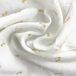 High quality supplier 100% rayon plain dyed spun poplin sustainable fabric with shiny golden pattern
