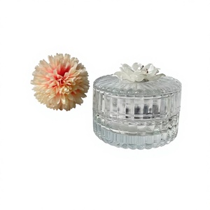 Pot de rangement en verre cristal de style nordique <span class=keywords><strong>Hyundai</strong></span> avec couvercle transparent pour bonbons, bougies d'aromathérapie, bijoux, cendrier, décoration intérieure - Product Image 1