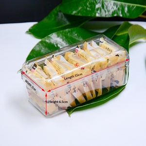 กล่องอาหารพลาสติกทรงสี่เหลี่ยมมุมโค้งใส ผนังหนา 15×7×6.5 ซม. กล่องแข็งทนทานสำหรับใส่ขนม บิสกิต อาหารแห้ง ของขวัญ บรรจุภัณฑ์โชว์สินค้า - Product Image 3