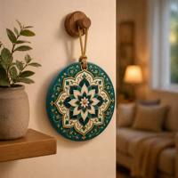Pendentif de voiture musulman en résine UV personnalisée, motif mosquée 3D verte et dorée, croissant et étoile, article de présentation, calligraphie arabe, cadeau, vente en gros, OEM