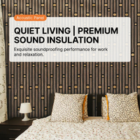 Panneau acoustique géométrique en bois à lattes, avec cœur en tissu ignifuge B1, anti-déformation, absorption acoustique, pour projets hôteliers (approvisionnement en gros)