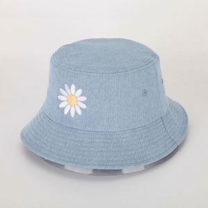 Unisex <b>Summer</b> Bucket Hat High Quality Cotton Denim Design Custom Logo Embroidery Fashionable Casual <b>Cap</b> for Adults - Product Image 2