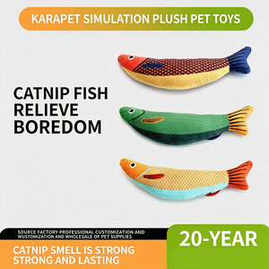 Jouet en peluche anti-déchirure en forme de poisson avec herbe à chat intégrée, boîte à son intégrée, poupée à mâcher pour le nettoyage des dents, accessoire de divertissement pour l'autogame - Product Image 3