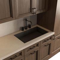 KEJIA Armoire de cuisine classique en bois massif imperméable brun foncé avec détails sculptés Rénovation de villa de luxe