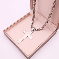 Collier croix chaîne byzantine maillons acier inoxydable sans plomb nickel, cadeau pour adultes