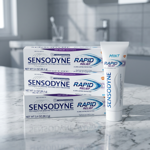 Dentifrice Sensodyne Soulagement Rapide pour Dents Sensibles, Saveur Menthe Fraîche, Fluorure, Protection Longue Durée pour Adultes à Domicile - Product Image 3