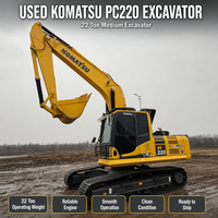 Excavatrice sur chenilles Komatsu 220 d'occasion, 22 tonnes, moteur PLC, système hydraulique complet, capacité de la benne de 1 m³, faible nombre d'heures, bon état