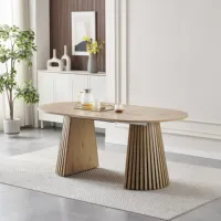 Ensemble de table à manger pour 4, 6 ou 8 personnes, transformable, extensible, luxe, moderne, table à manger ovale ronde extensible en bois