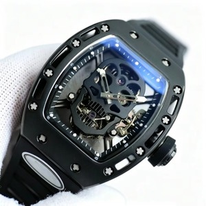 Top-tier Sport Mechanical <b>Watch</b> Power Reserve Skull-patterned Skeleton Dial <b>Black</b> Ceramic Case Tourbillon Design - Product Image 1