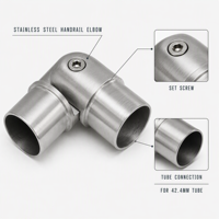 Coude réglable en acier inoxydable 304 pour tube rond de 42,4 mm, connecteur de main courante pour balustrade d'escalier