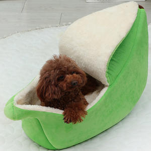 Venta al por mayor fabricante logotipo personalizado antideslizante esponja plátano diseño pequeño perro gato cueva cama - Product Image 2