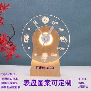 Horloge murale 3D Festival musulman moderne <span class=keywords><strong>Table</strong></span> en bois bureau cadran éclairé par LED éclairage blanc chaud pour chambre à coucher - Product Image 5