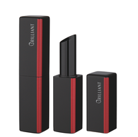 Tubo de Aluminio Cuadrado Mate de Lujo con Rayas para Lápiz Labial, Copa Interior de 11.1mm, Estuche Vacío para Lápiz Labial, Envase Cosmético con Logotipo Personalizado